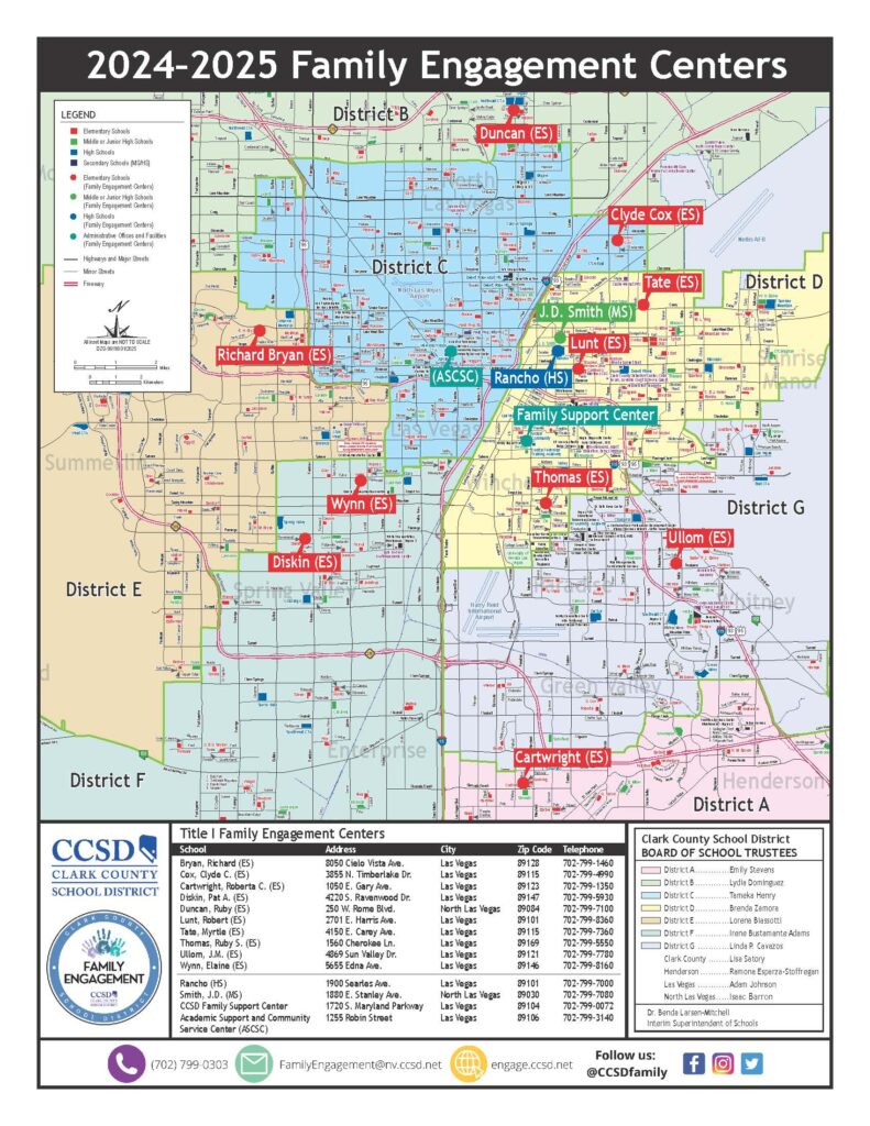 Map of CCSD schools and family centers.