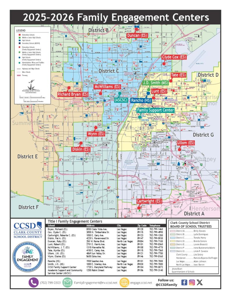 Map of the locations of family centers in the 25-26 year.
